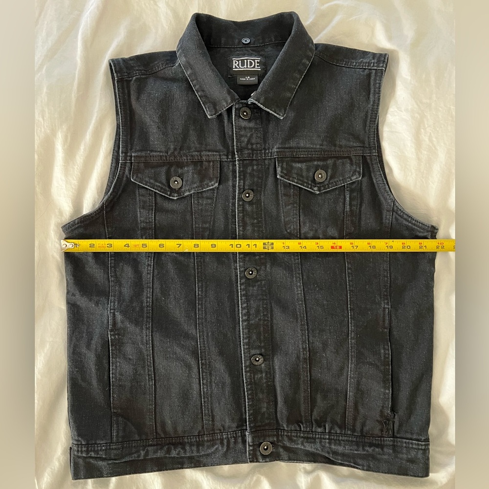 RUDE Black Denim Vest Large